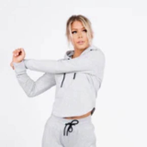 laki Tops - LAKI ALTA DROP-CUT HOODIE White / platinum - cropped Athleisure Minimalist - XS
